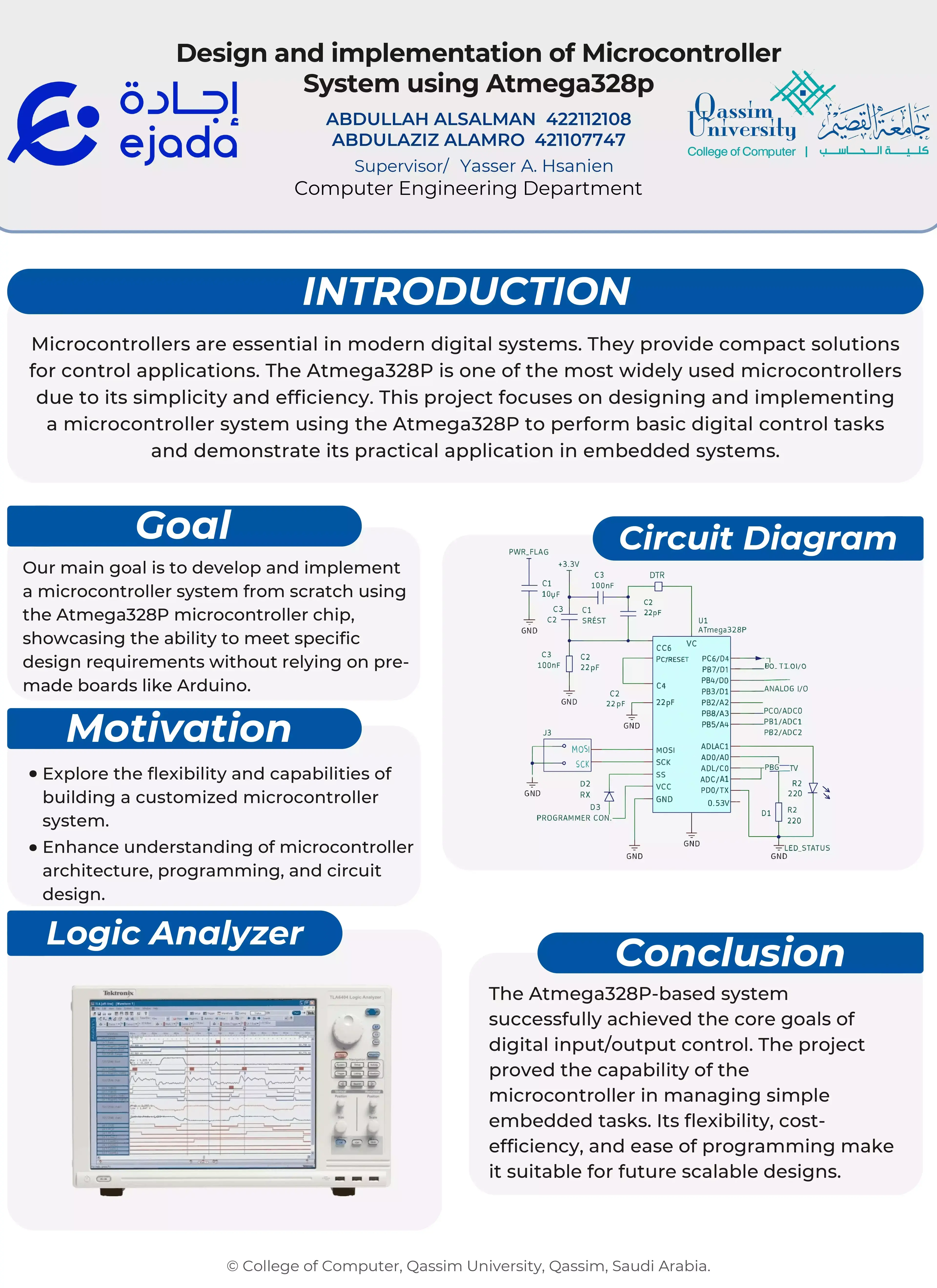 Design and implementation of Microcontroller System using Atmega328p